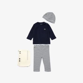 Lacoste Croc Pouch Ribbed Cotton Pajama Set - Tričko Dětské Černé / Bílé | CZ-Vzsz3A